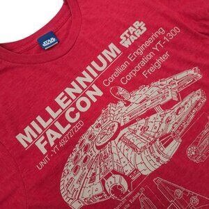 Star Wars Millennium Falcon T Shirt Adult S Schematic Blueprint Graphic Red